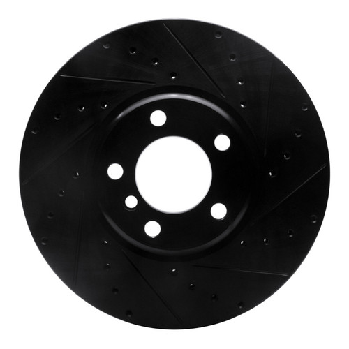 R1 12-21 BMW 440I Gran Coupe Front Right Drilled & Slotted Black Brake Rotor