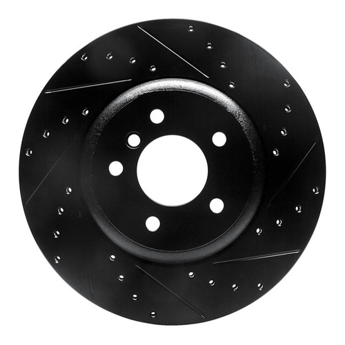 R1 04-10 BMW 650I Convertible Rear Right Drilled & Slotted Black Brake Rotor