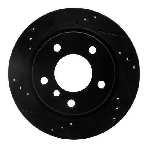 R1 96-05 BMW 323I Rear Left Drilled & Slotted Black Brake Rotor