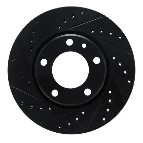 R1 88-91 BMW M3 Front Left Drilled & Slotted Black Brake Rotor