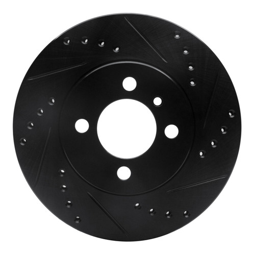 R1 84-91 BMW 325ES Front Right Drilled & Slotted Black Brake Rotor