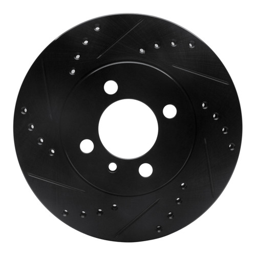 R1 84-91 BMW 325I (USA/Canada) Front Left Drilled & Slotted Black Brake Rotor