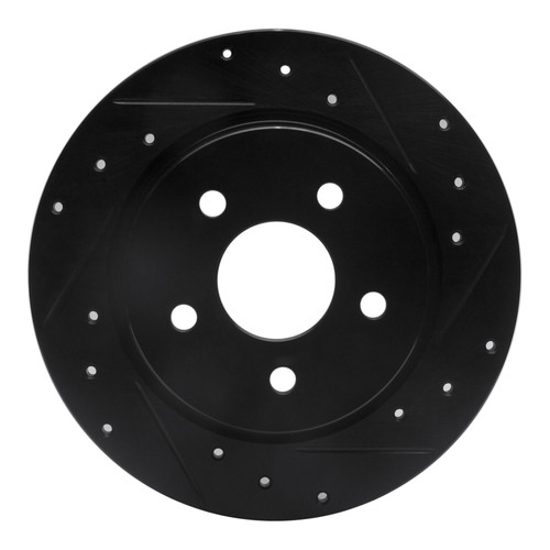 R1 07-14 Suzuki SX4 CrossOVER Rear Right Drilled & Slotted Black Brake Rotor