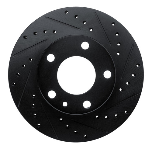 R1 76-82 BMW 528I Front Right Drilled & Slotted Black Brake Rotor