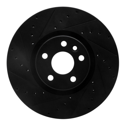 R1 16-17 Volvo XC60 Front Left Drilled & Slotted Black Brake Rotor