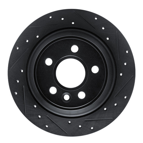 R1 07-10 Volvo S80 Rear Right Drilled & Slotted Black Brake Rotor