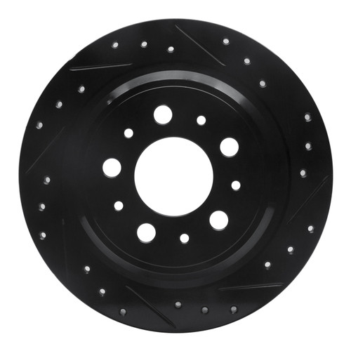 R1 98-00 Volvo S70 Rear Right Drilled & Slotted Black Brake Rotor