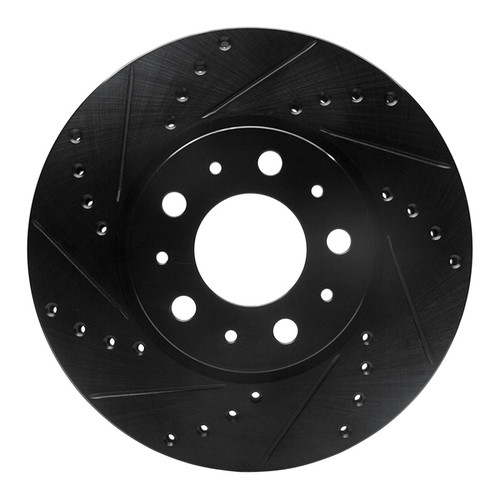 R1 95-04 Volvo C70 Front Left Drilled & Slotted Black Brake Rotor