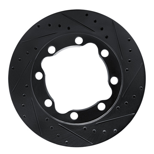 R1 92-00 Chevrolet K3500 Front Right Drilled & Slotted Black Brake Rotor