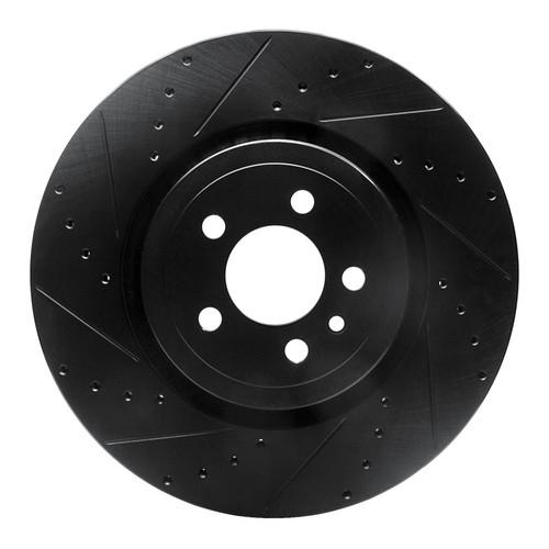 R1 14-23 Dodge Charger Front Left Drilled & Slotted Black Brake Rotor