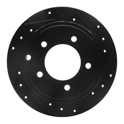 R1 07-17 Chrysler 200 Rear Right Drilled & Slotted Black Brake Rotor