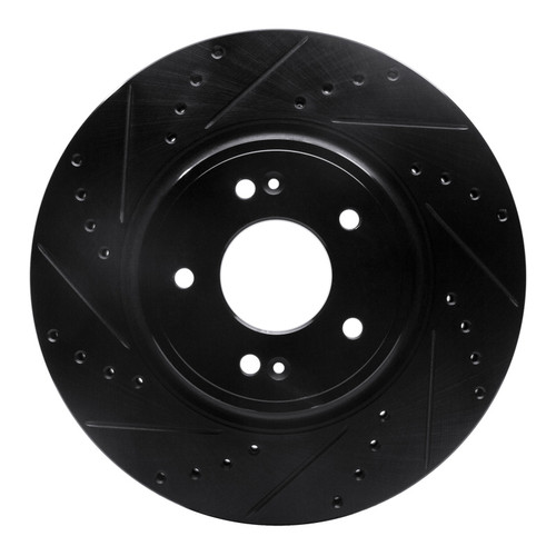R1 18-23 Genesis G70 Front Left Drilled & Slotted Black Brake Rotor