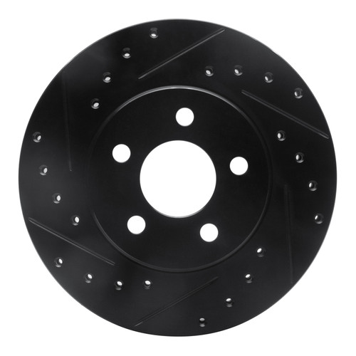 R1 95-00 Chrysler CIRRUS Front Left Drilled & Slotted Black Brake Rotor