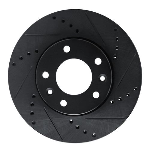 R1 03-05 Kia Sedona Front Right Drilled & Slotted Black Brake Rotor