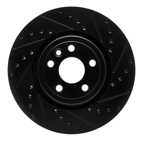 R1 17-19 Jaguar F-Pace Front Right Drilled & Slotted Black Brake Rotor