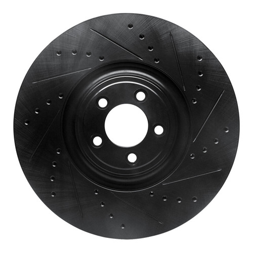 R1 10-24 Jaguar XKR Front Right Drilled & Slotted Black Brake Rotor
