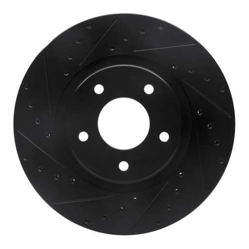 R1 98-06 Jaguar XK8 Front Left Drilled & Slotted Black Brake Rotor