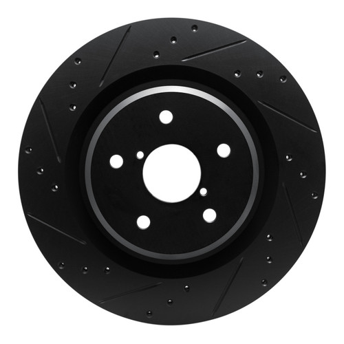 R1 -25 Subaru Ascent Rear Left Drilled & Slotted Black Brake Rotor