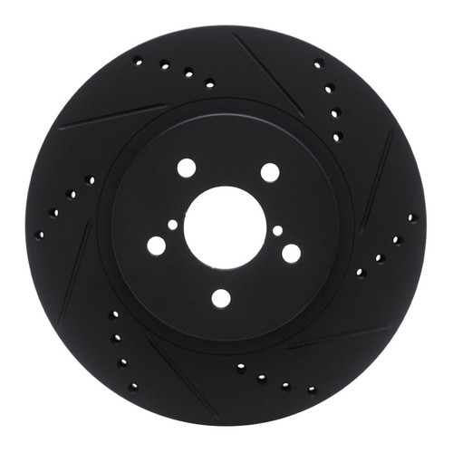 R1 17-23 Subaru Impreza Front Right Drilled & Slotted Black Brake Rotor