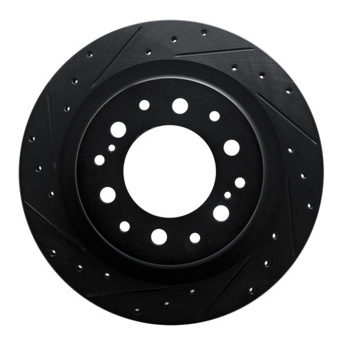 R1 2022-2025 Lexus GX550 Rear Left Drilled & Slotted Black Brake Rotor