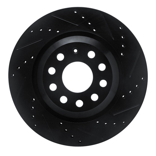 R1 15-25 Volkswagen GTI Rear Right Drilled & Slotted Black Brake Rotor