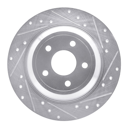 R1 2016-2025 Ford Bronco Sport Rear Right Drilled & Slotted Silver Brake Rotor