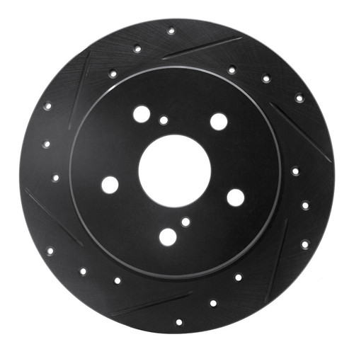 R1 2015-2025 Lexus NX200T Rear Left Drilled & Slotted Black Brake Rotor