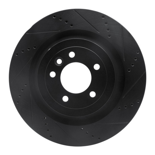 R1 2013-2025 Land Rover Defender 110 Rear Right Drilled & Slotted Black Brake Rotor
