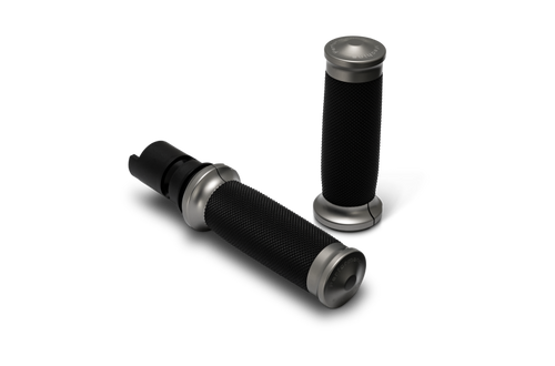 Performance Machine 24-25 Touring, 2025 Softail TBW Contour Handle Grip Set - Gun Metal Gray