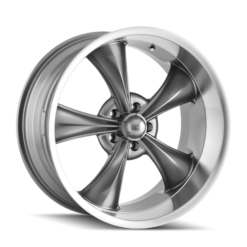 Ridler 695 22x10.5 / 5x127 BP / 0mm Offset / 83.82mm Hub Gloss Grey Machined Wheel