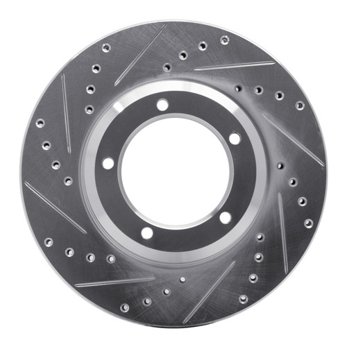 R1 90-16 Land Rover Defender 90 Front Left Drilled & Slotted Silver Brake Rotor