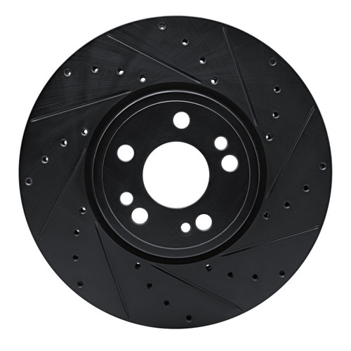 R1 20-23 Mercedes-Benz GLE350 Front Right Drilled & Slotted Black Brake Rotor
