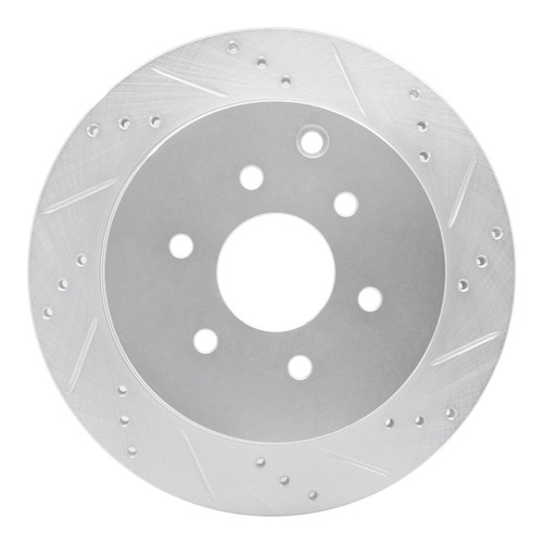 R1 05-12 Nissan Pathfinder Rear Right Drilled & Slotted Silver Brake Rotor
