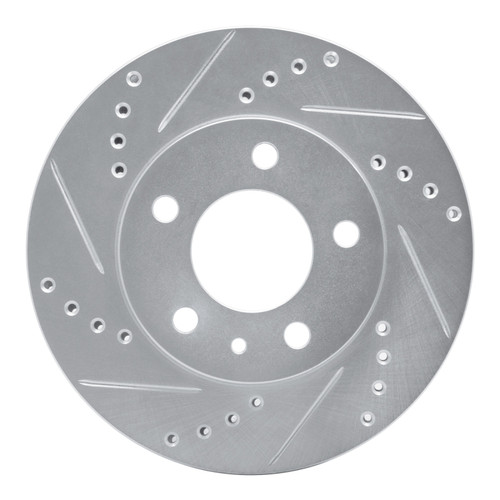 R1 82-90 Volvo 760 Series Front Left Drilled & Slotted Silver Brake Rotor