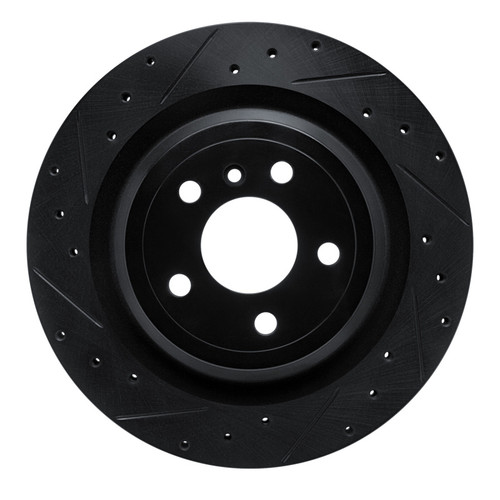 R1 12-19 Mercedes-Benz GLE300D Rear Left Drilled & Slotted Black Brake Rotor