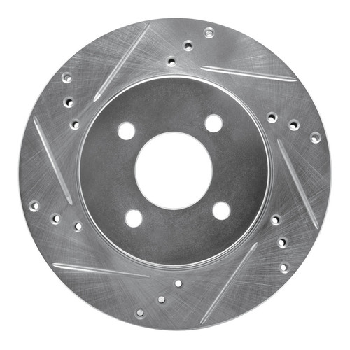 R1 11-25 Nissan Versa Front Left Drilled & Slotted Silver Brake Rotor