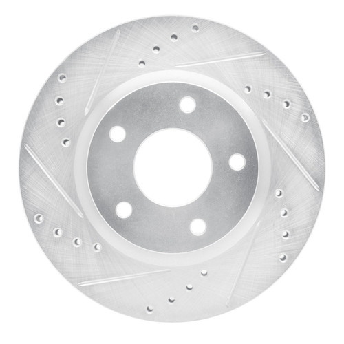 R1 13-19 Nissan SENTRA Front Left Drilled & Slotted Silver Brake Rotor