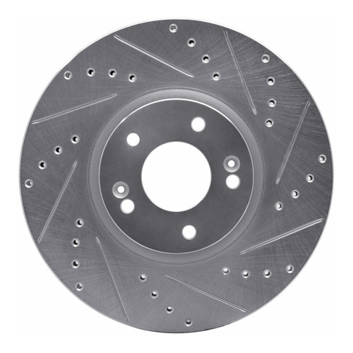 R1 07-12 Hyundai Veracruz Front Right Drilled & Slotted Silver Brake Rotor