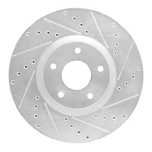 R1 07-17 Nissan Juke Front Right Drilled & Slotted Silver Brake Rotor