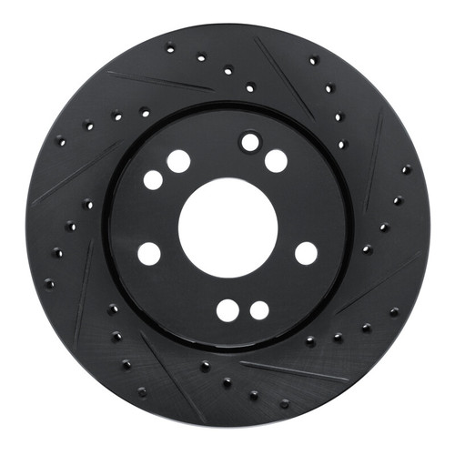 R1 90-92 Mercedes-Benz 300E Front Right Drilled & Slotted Black Brake Rotor