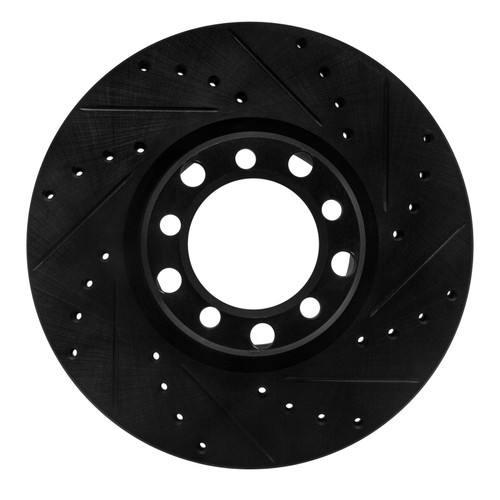 R1 82-85 Mercedes-Benz 500SEC Front Right Drilled & Slotted Black Brake Rotor