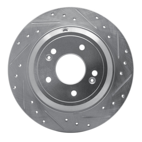 R1 09-20 Genesis G80 Rear Right Drilled & Slotted Silver Brake Rotor