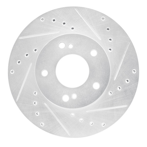 R1 89-90 Nissan 300ZX Front Right Drilled & Slotted Silver Brake Rotor