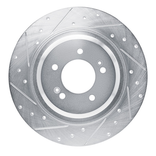 R1 21-25 Hyundai SONATA Rear Left Drilled & Slotted Silver Brake Rotor