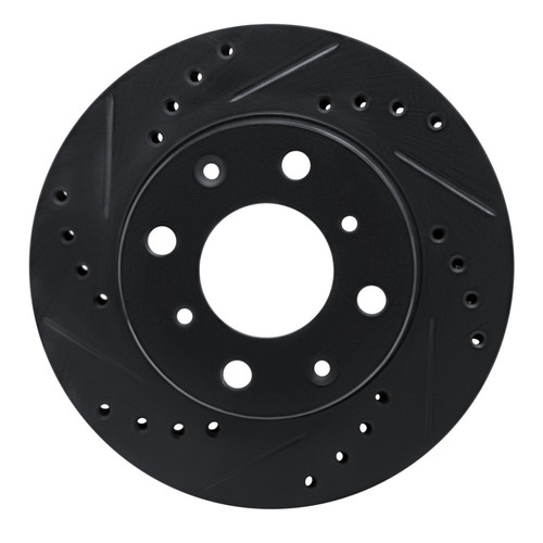 R1 83-87 Honda Prelude Front Left Drilled & Slotted Black Brake Rotor