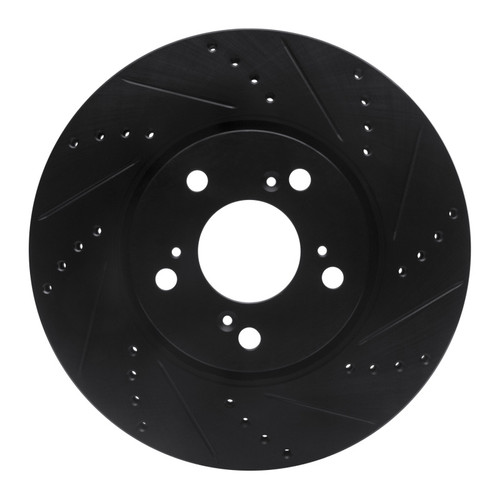 R1 14-20 Acura RLX Front Right Drilled & Slotted Black Brake Rotor