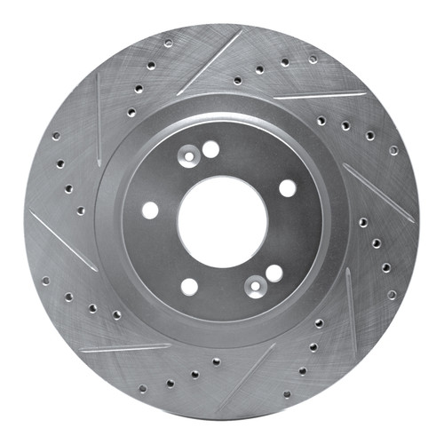 R1 15-20 Kia SORENTO Front Left Drilled & Slotted Silver Brake Rotor