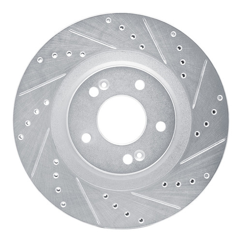 R1 15-20 Kia SORENTO Front Right Drilled & Slotted Silver Brake Rotor