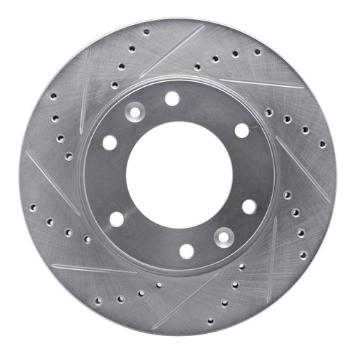 R1 06-14 Hyundai Entourage Front Left Drilled & Slotted Silver Brake Rotor