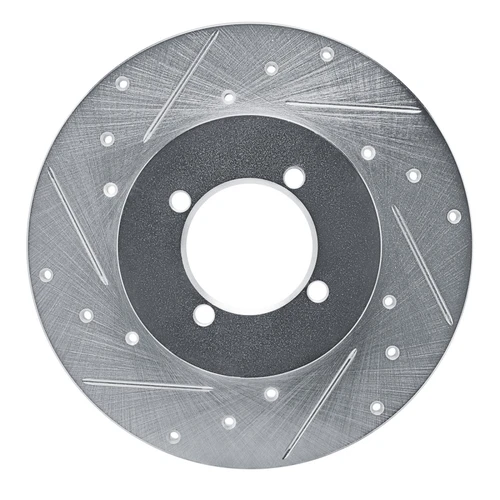 R1 77-80 Nissan 810 Front Left Drilled & Slotted Silver Brake Rotor